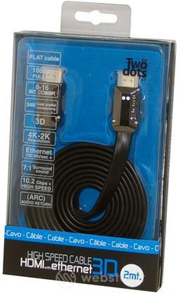 TWO DOTS Cavo HDMI 14 FLAT lungo 2mt TWO DOTS Cavo HDMI 14 FLAT lungo 2mt