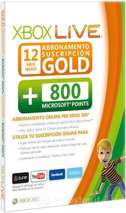 MICROSOFT X360 Live 12M Gold Card+800Pts MICROSOFT X360 Live 12M Gold Card+800Pts